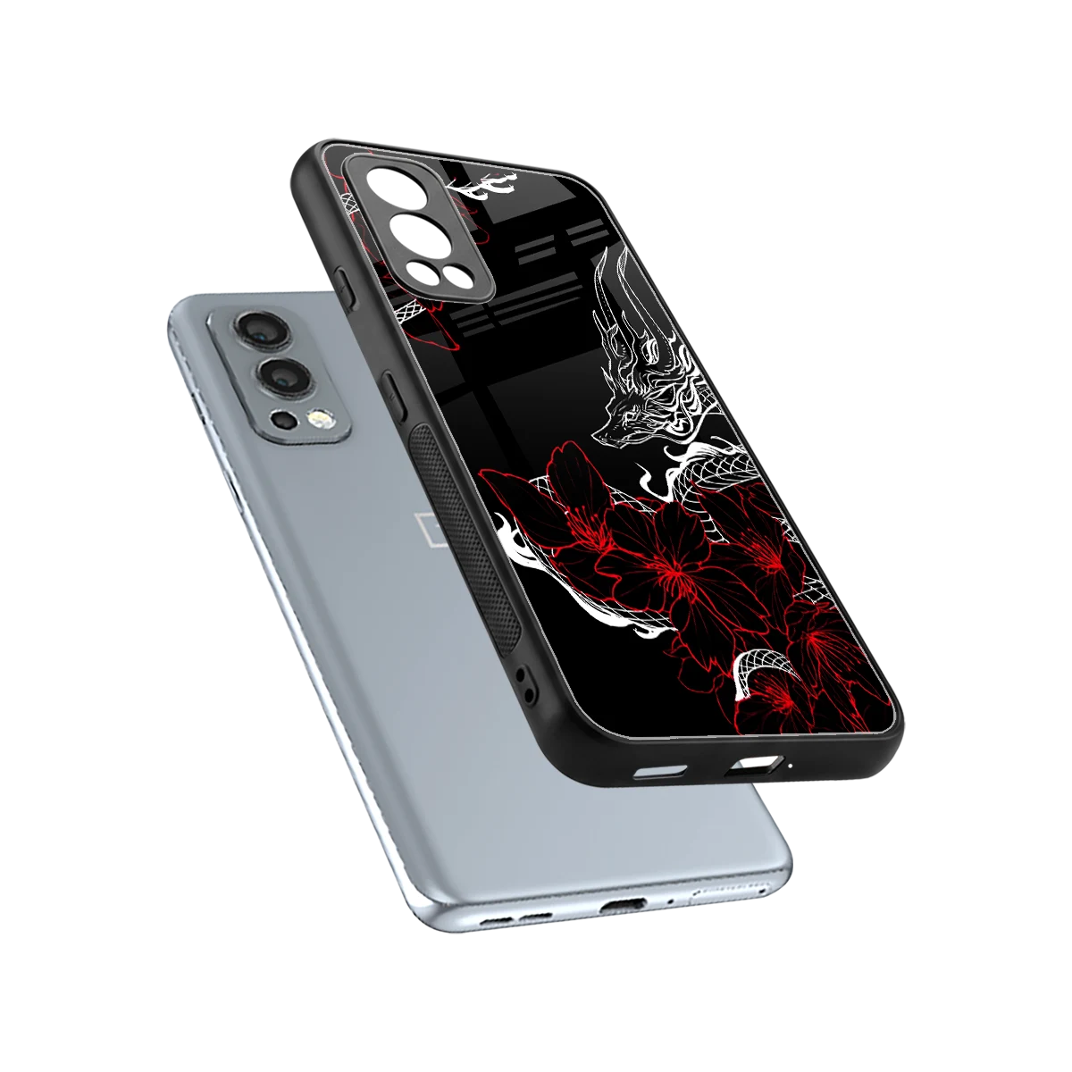 Fiery Petals sleek oneplus nord 2 cover with tempered glass back and TPU edges