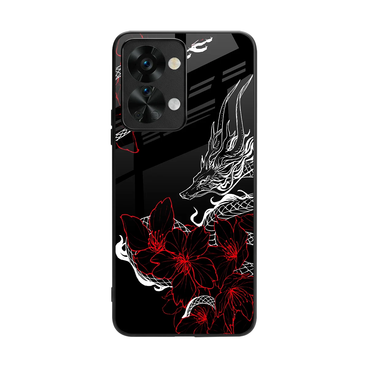 Fiery Petals back phone cover | glass case for oneplus nord 2t