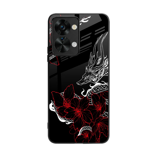 Fiery Petals back phone cover | glass case for oneplus nord 2t