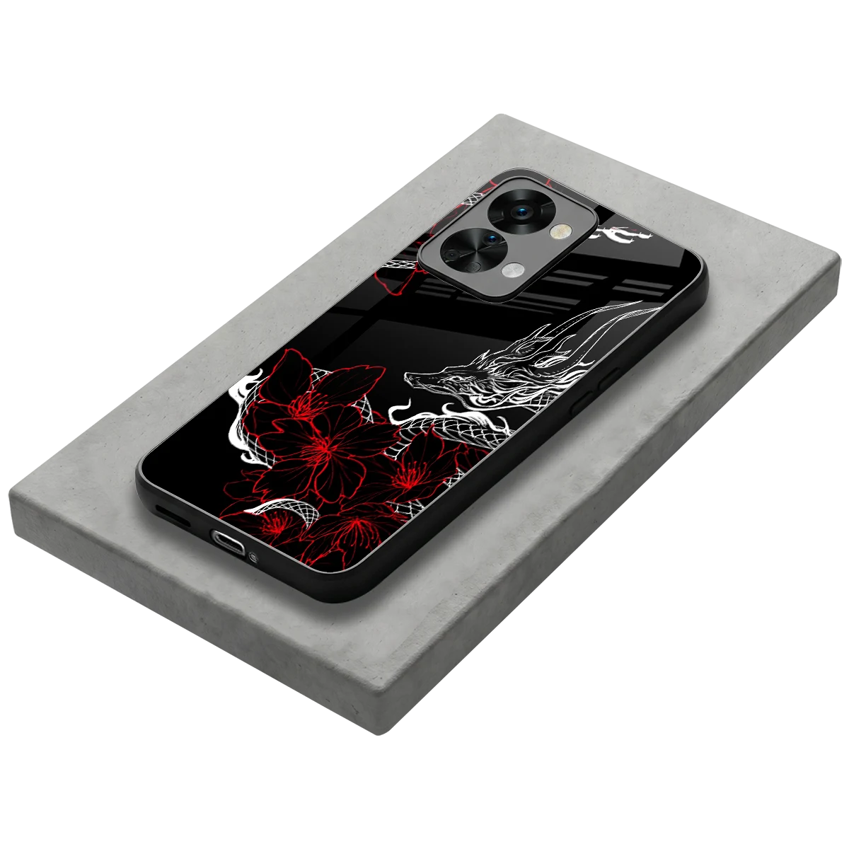 Fiery Petals stylish phone case for oneplus nord 2t | glossy glass and slim fit