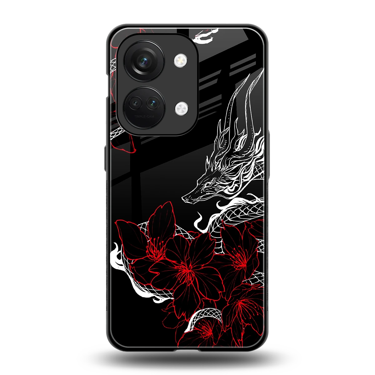 Fiery Petals back phone cover | glass case for oneplus nord 3
