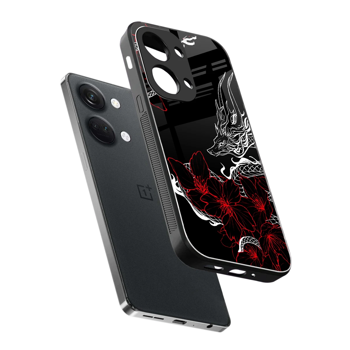 Fiery Petals sleek oneplus nord 3 cover with tempered glass back and TPU edges