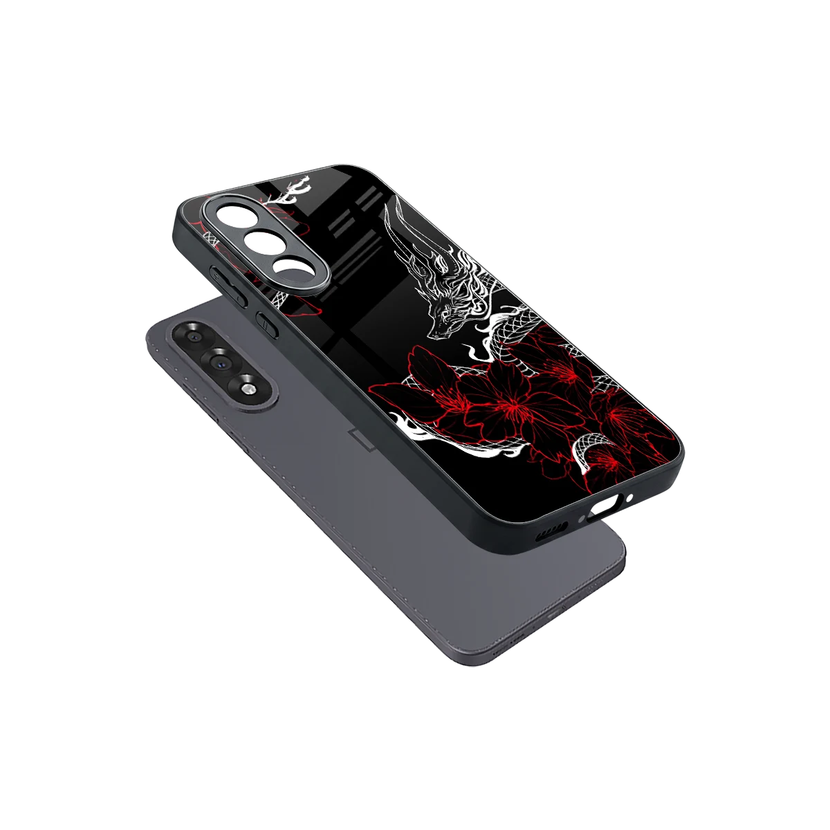 Fiery Petals sleek oneplus nord 5 cover with tempered glass back and TPU edges