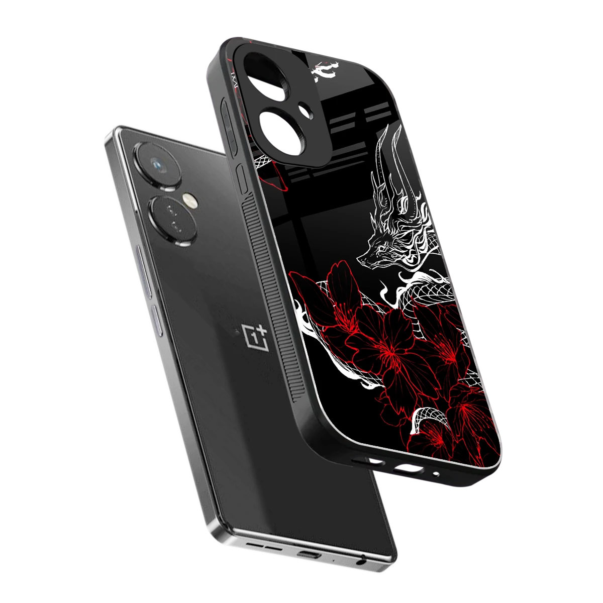 Fiery Petals sleek oneplus nord ce 3 cover with tempered glass back and TPU edges