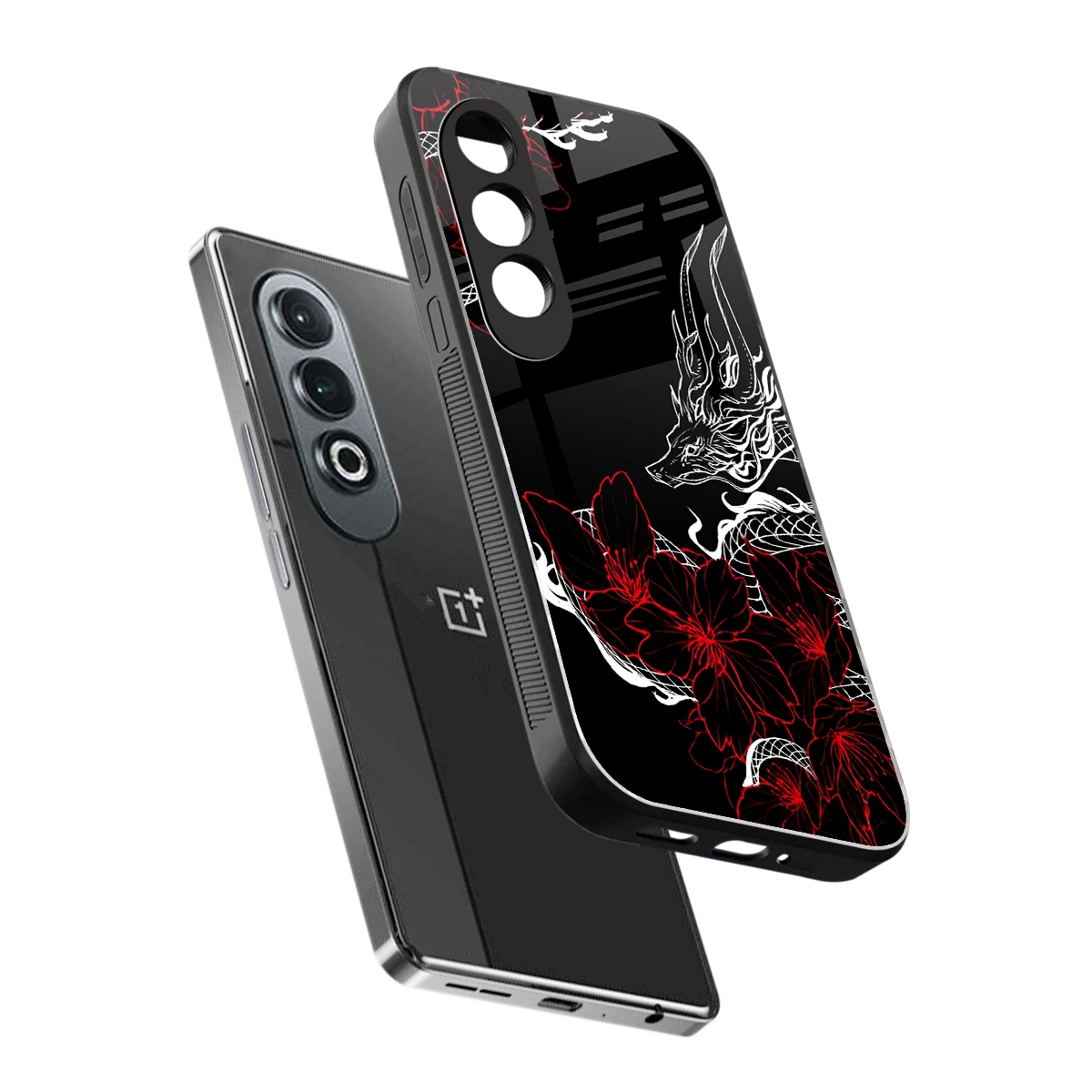 Fiery Petals sleek oneplus nord ce 4 cover with tempered glass back and TPU edges