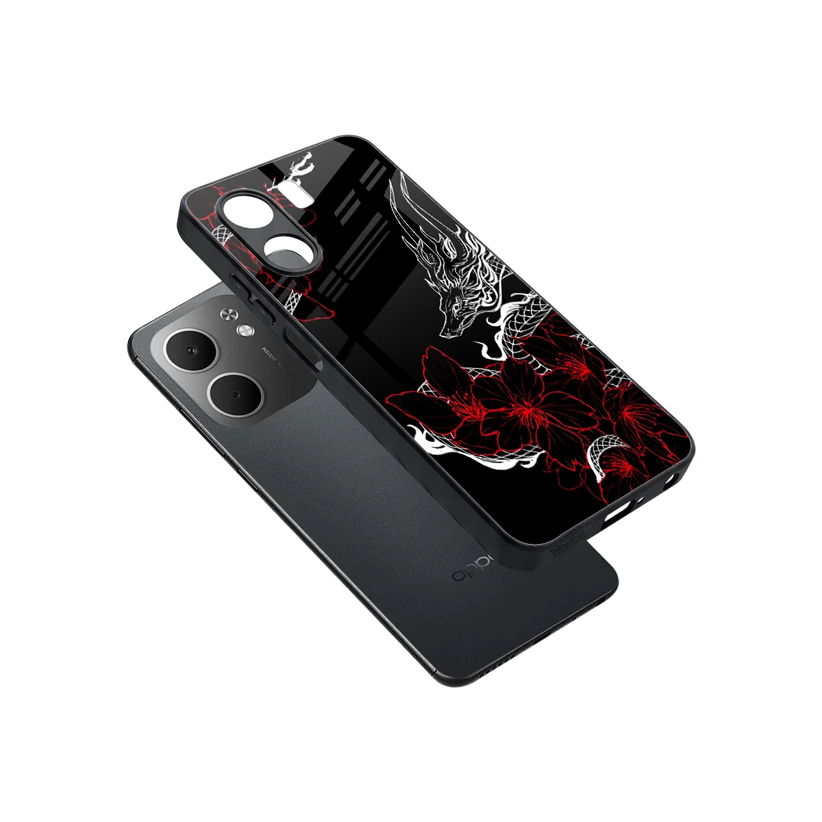 Fiery Petals sleek oppo a5x 5g cover with tempered glass back and TPU edges