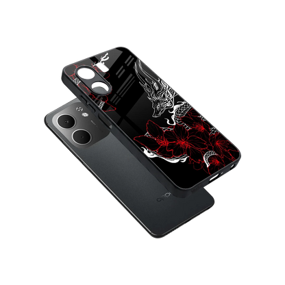 Fiery Petals sleek oppo a5x 5g cover with tempered glass back and TPU edges