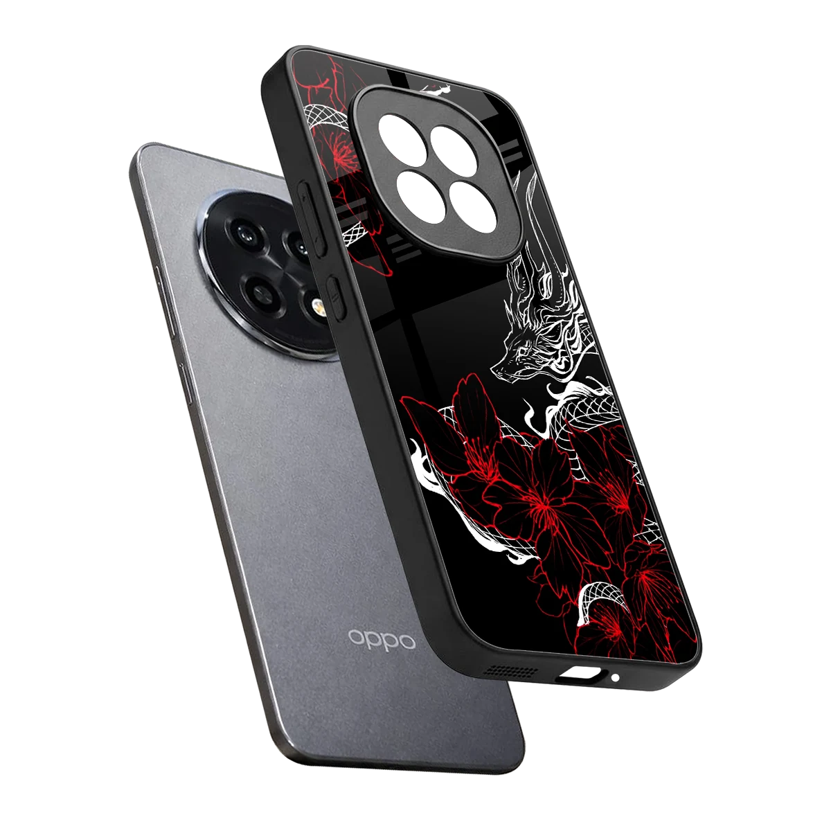 Fiery Petals sleek oppo f29 pro 5g cover with tempered glass back and TPU edges