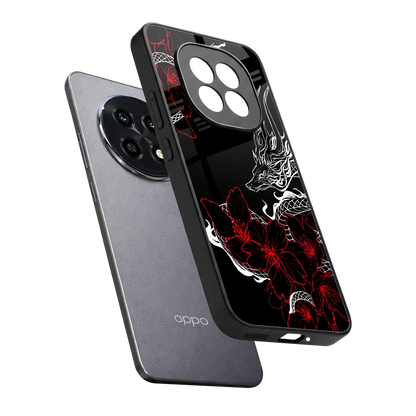 Fiery Petals sleek oppo f29 pro 5g cover with tempered glass back and TPU edges