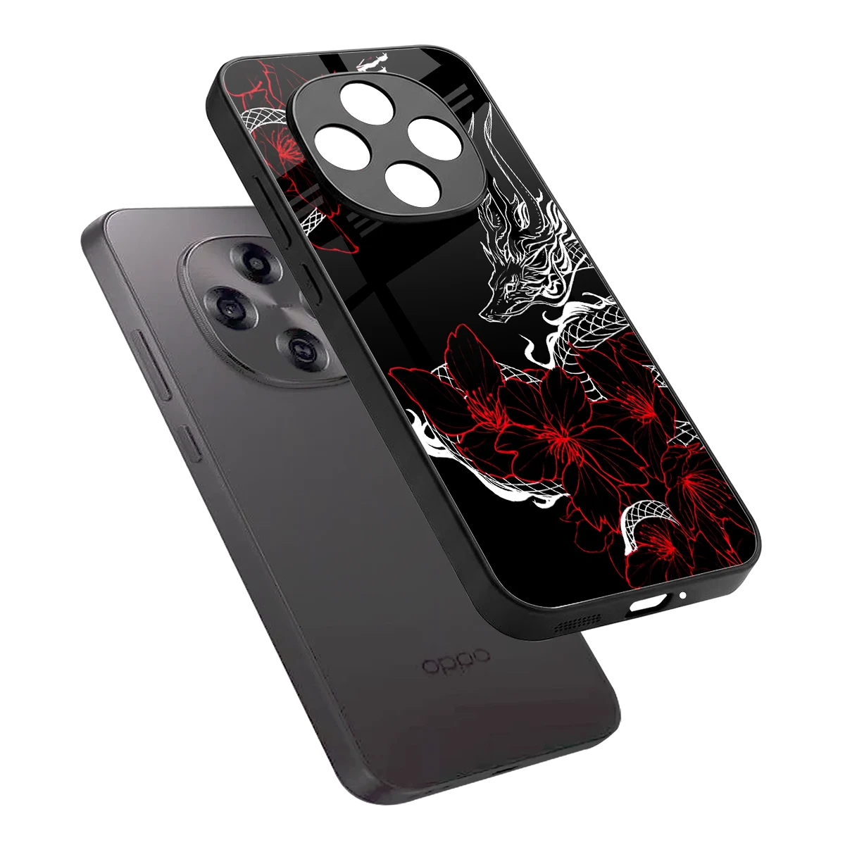 Fiery Petals sleek oppo f31 pro 5g cover with tempered glass back and TPU edges
