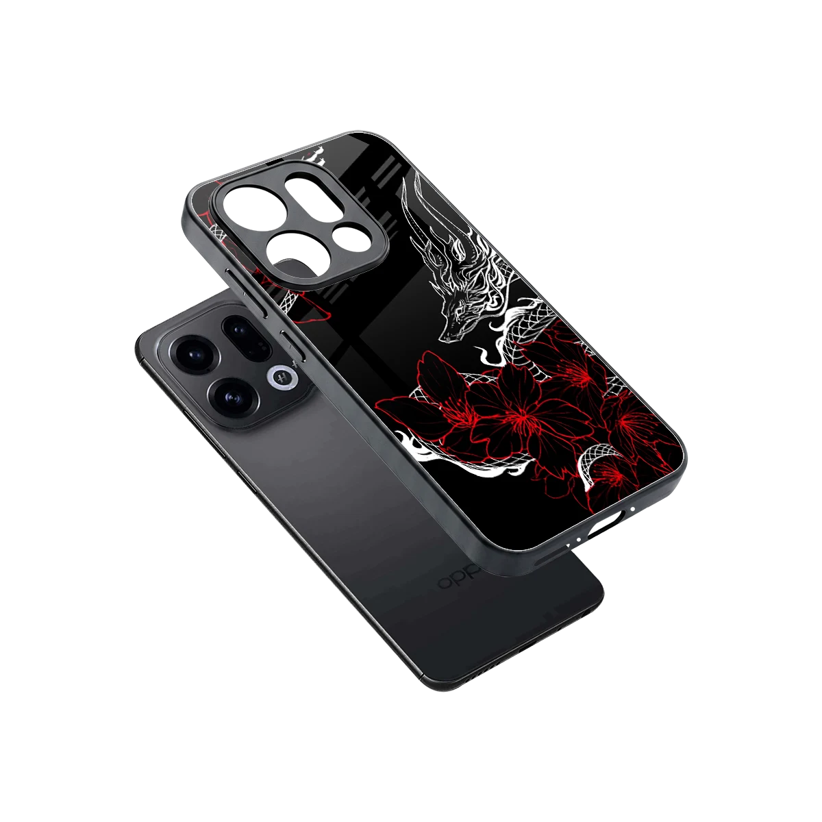 Fiery Petals sleek oppo find x9 cover with tempered glass back and TPU edges