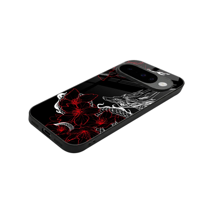 Fiery Petals stylish phone case for google pixel 10 | glossy glass and slim fit