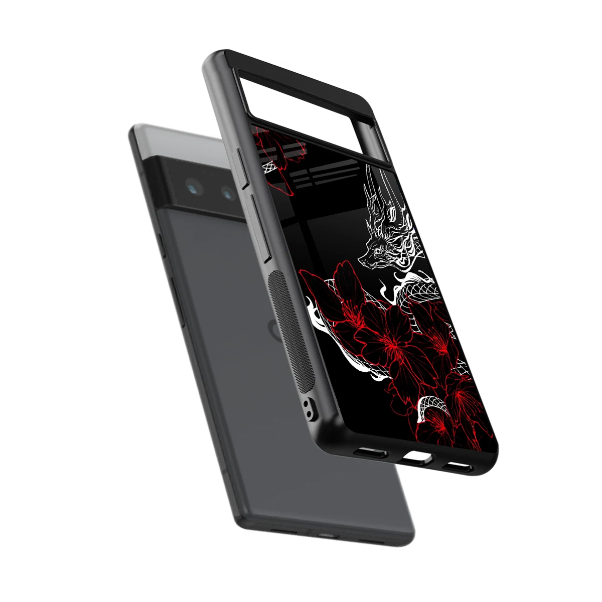 Fiery Petals sleek google pixel 6 pro cover with tempered glass back and TPU edges