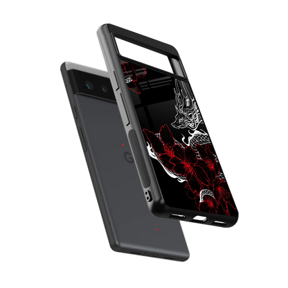 Fiery Petals sleek google pixel 6a cover with tempered glass back and TPU edges