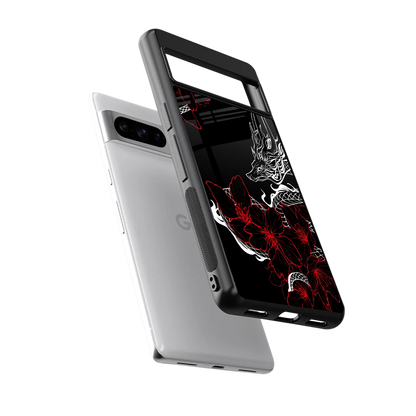 Fiery Petals sleek google pixel 8 pro cover with tempered glass back and TPU edges