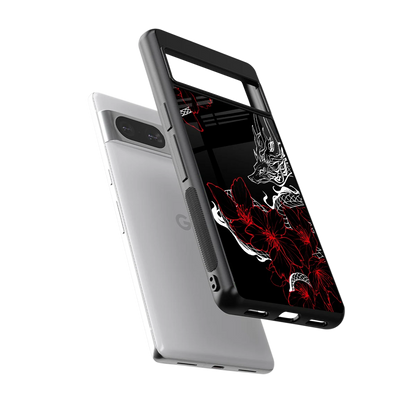 Fiery Petals sleek google pixel 8 cover with tempered glass back and TPU edges