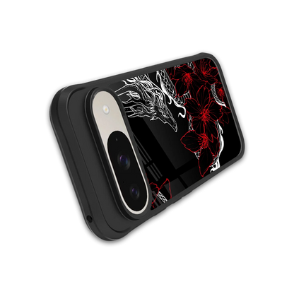 Fiery Petals stylish phone case for google pixel 9 | glossy glass and slim fit