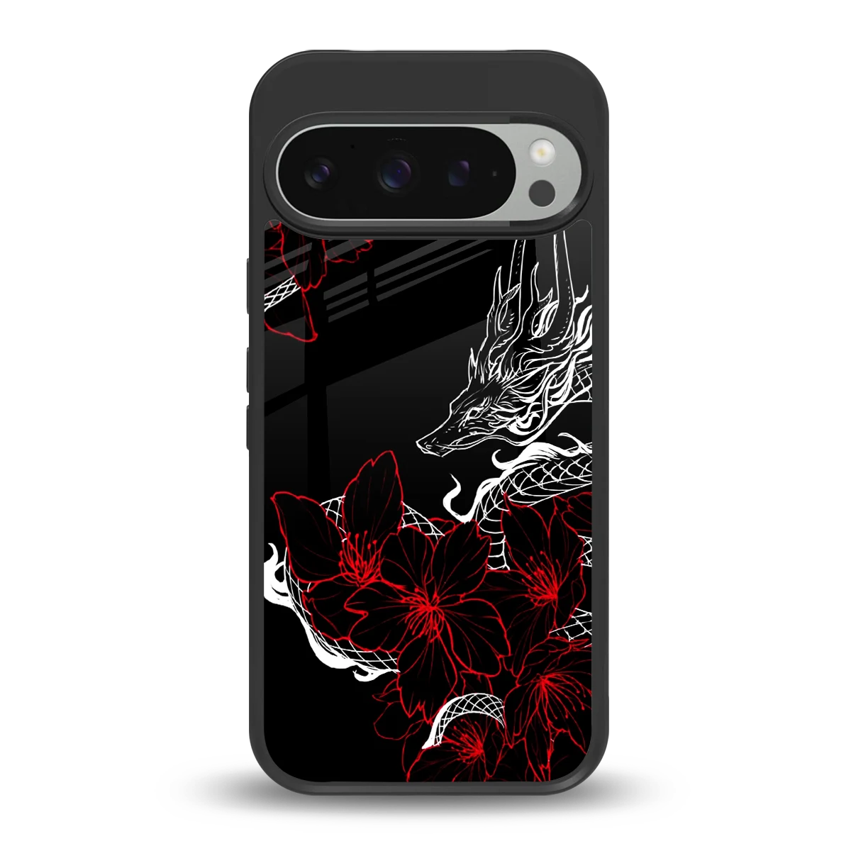 Fiery Petals back phone cover | glass case for google pixel 9 pro xl