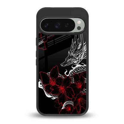 Fiery Petals back phone cover | glass case for google pixel 9 pro xl