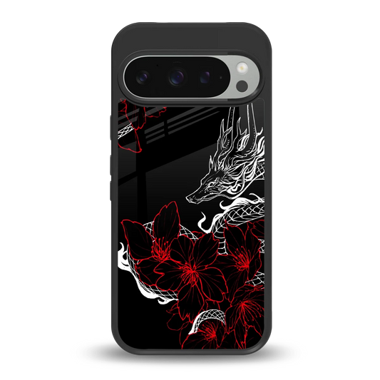 Fiery Petals back phone cover | glass case for google pixel 9 pro xl