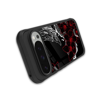 Fiery Petals stylish phone case for google pixel 9 pro xl | glossy glass and slim fit