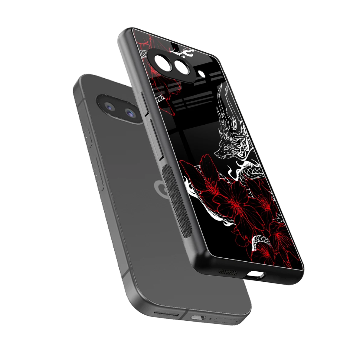 Fiery Petals sleek google pixel 10a cover with tempered glass back and TPU edges