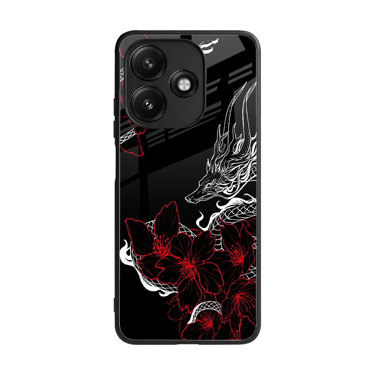 Fiery Petals back phone cover | glass case for redmi 12 5g