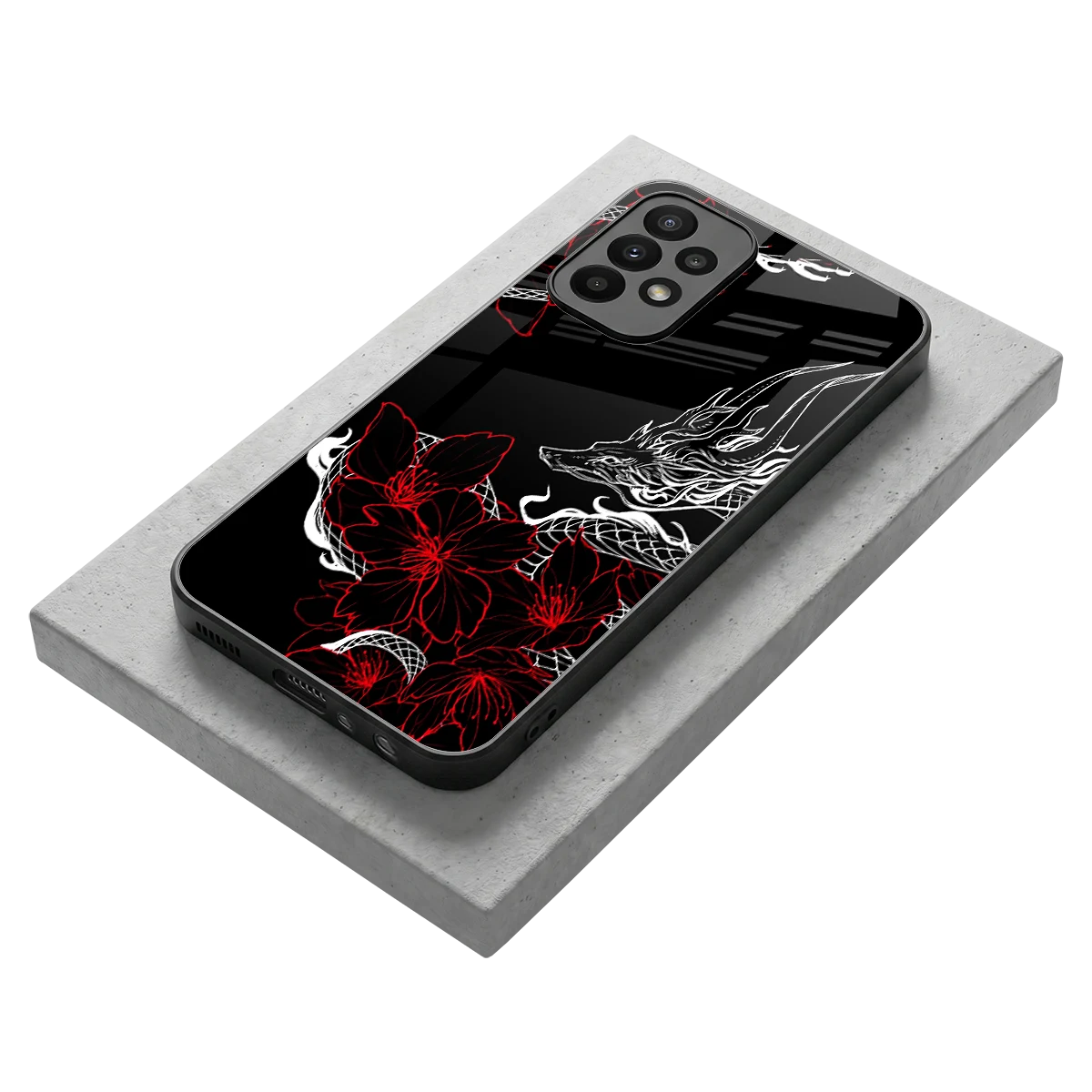 Fiery Petals stylish phone case for samsung galaxy a23 | glossy glass and slim fit