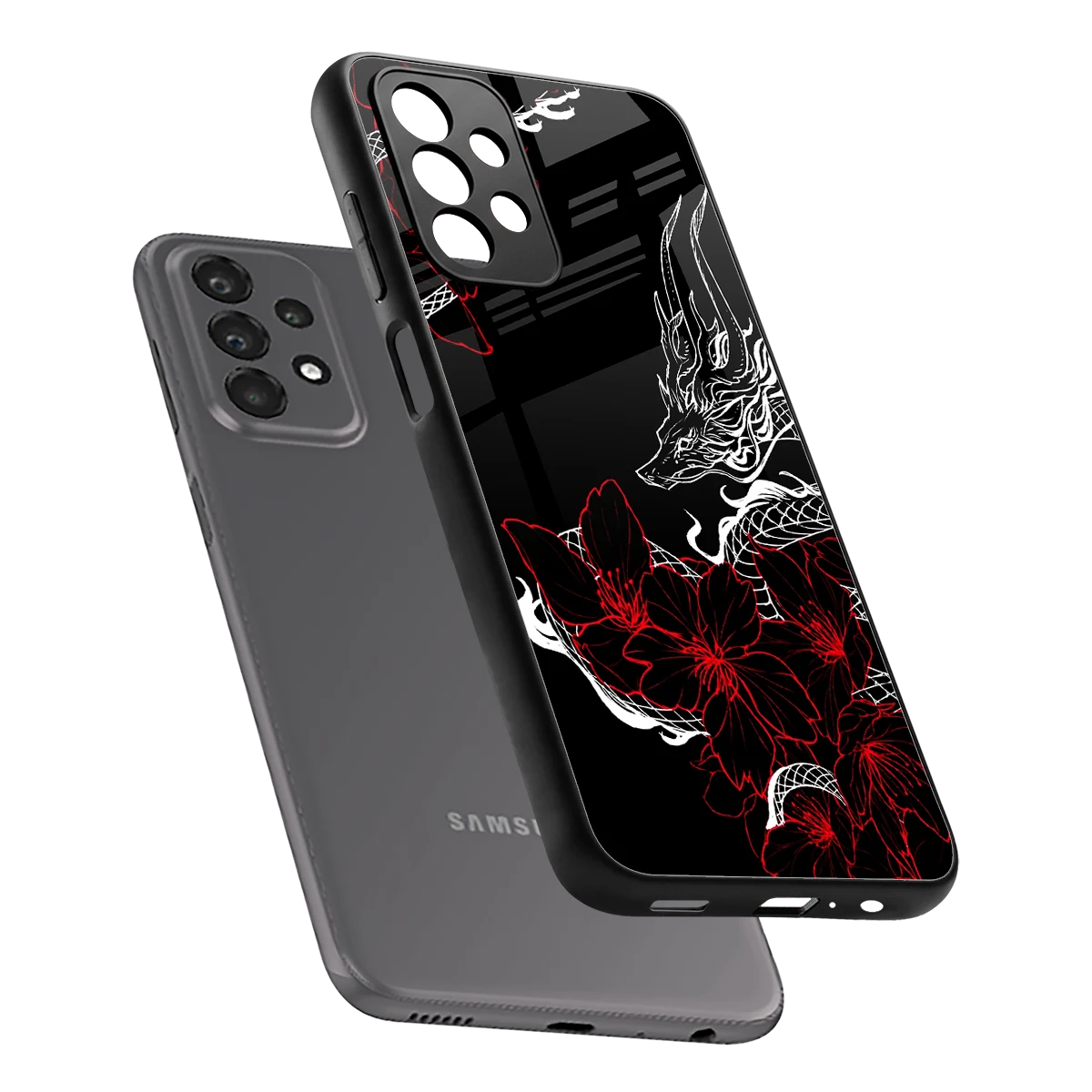 Fiery Petals sleek samsung galaxy a23 cover with tempered glass back and TPU edges