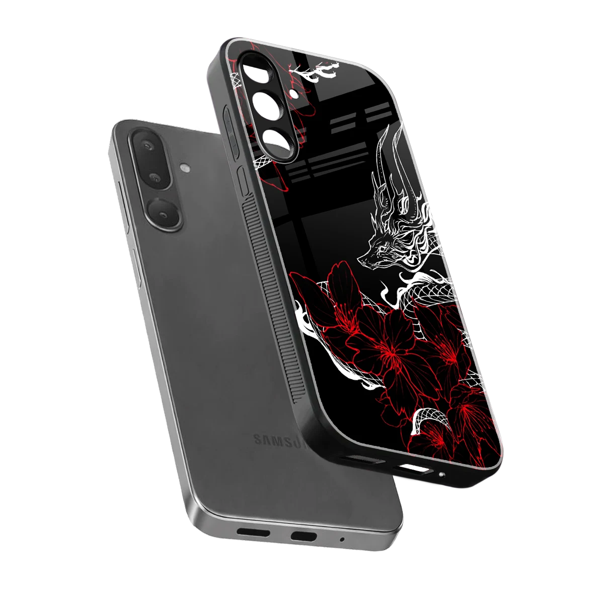 Fiery Petals sleek samsung galaxy m56 5g cover with tempered glass back and TPU edges
