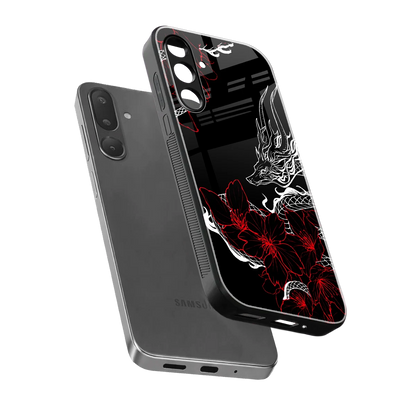 Fiery Petals sleek samsung galaxy m56 5g cover with tempered glass back and TPU edges