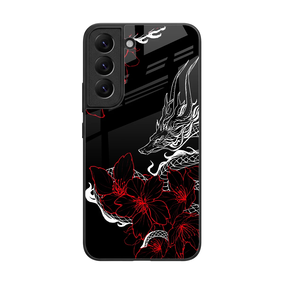 Fiery Petals back phone cover | glass case for samsung galaxy s22