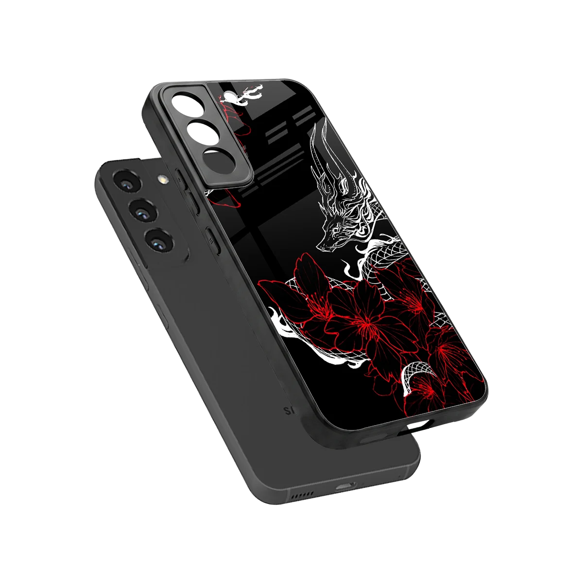 Fiery Petals sleek samsung galaxy s22 cover with tempered glass back and TPU edges