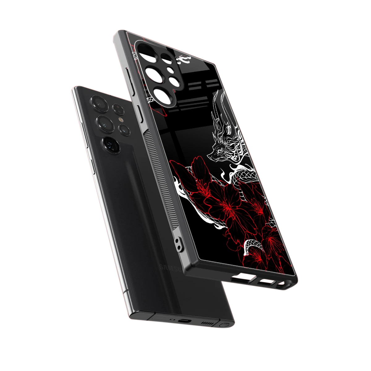 Fiery Petals sleek samsung galaxy s23 ultra cover with tempered glass back and TPU edges