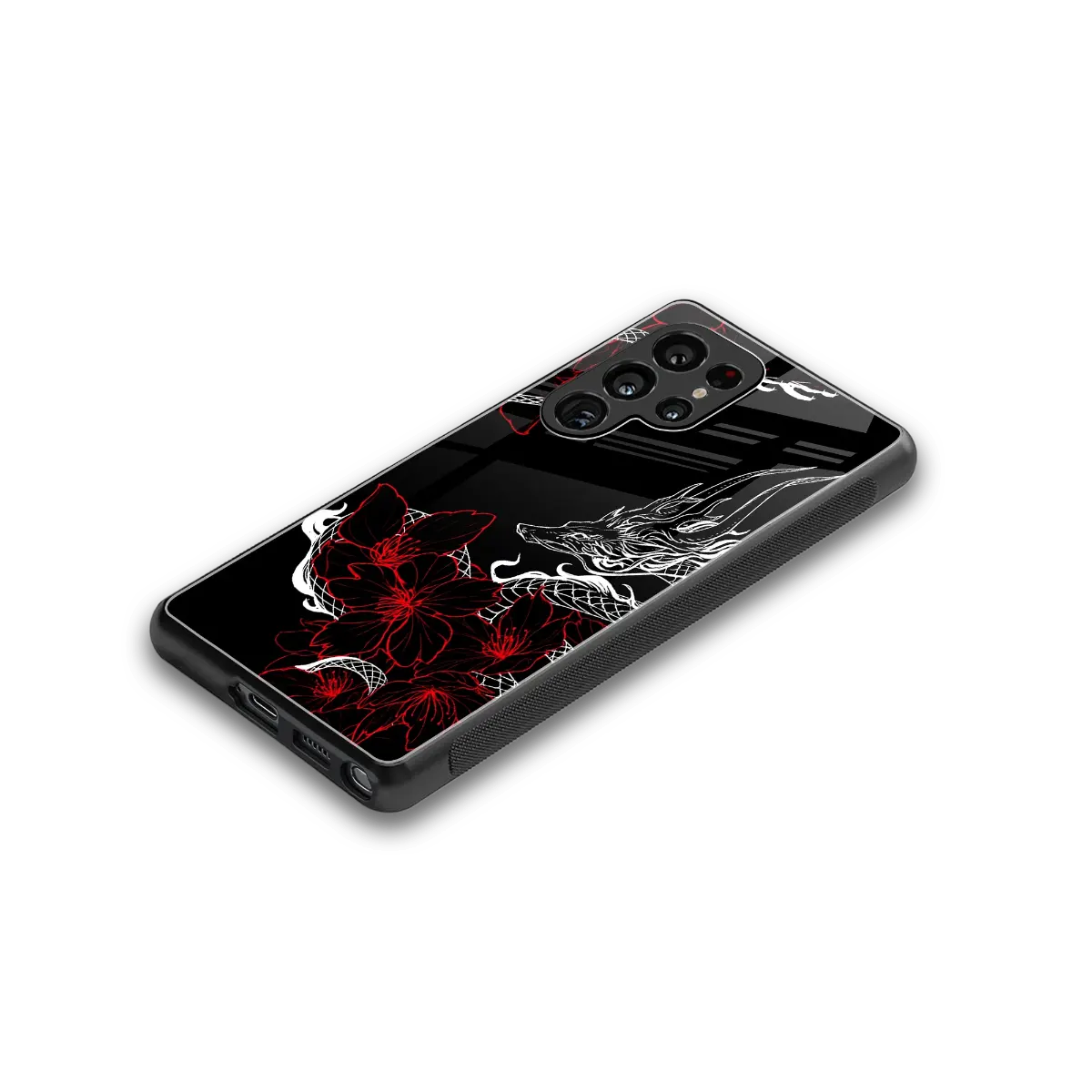 Fiery Petals stylish phone case for samsung galaxy s25 ultra | glossy glass and slim fit