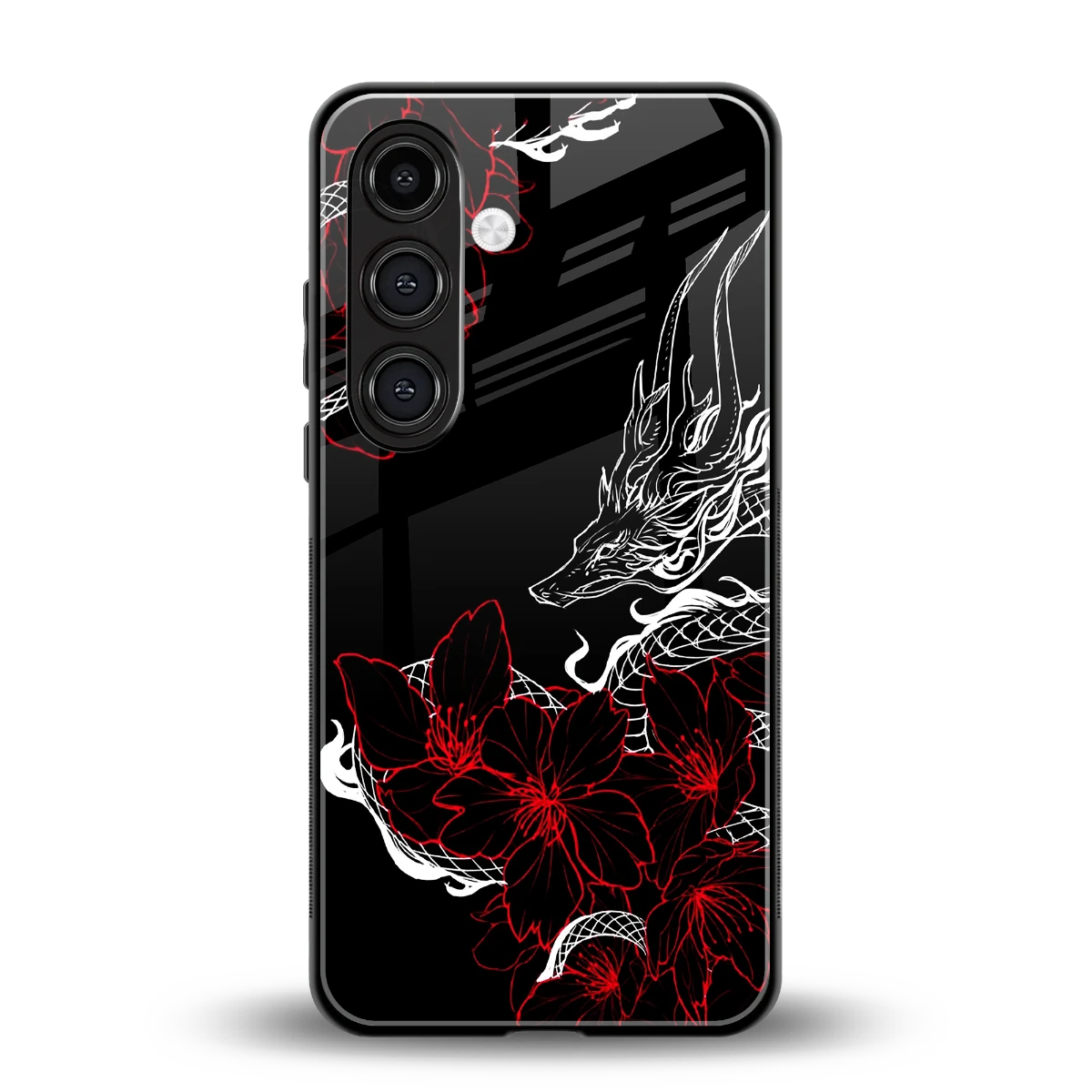 Fiery Petals back phone cover | glass case for samsung galaxy s25 plus