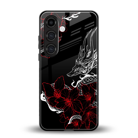 Fiery Petals back phone cover | glass case for samsung galaxy s24