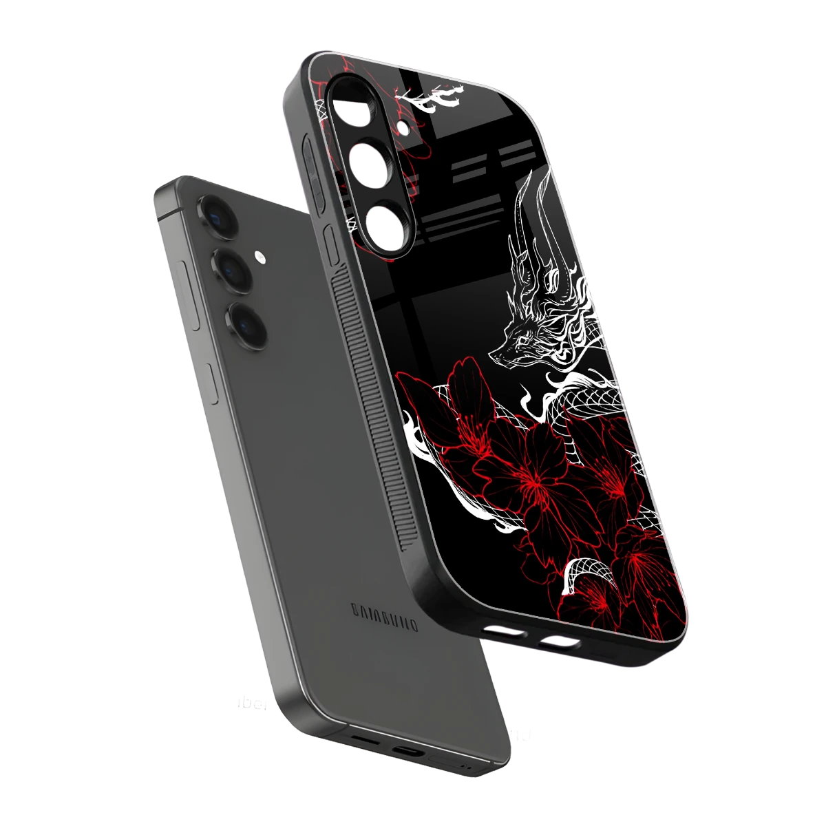 Fiery Petals sleek samsung galaxy s24 cover with tempered glass back and TPU edges