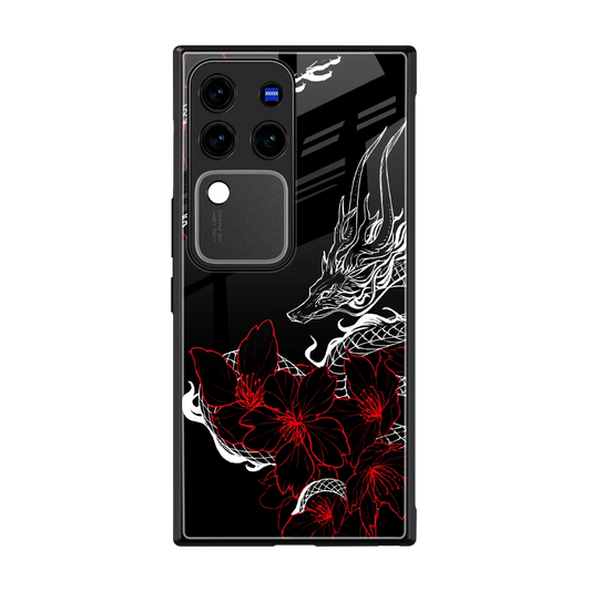Fiery Petals back phone cover | glass case forvivo v30 pro