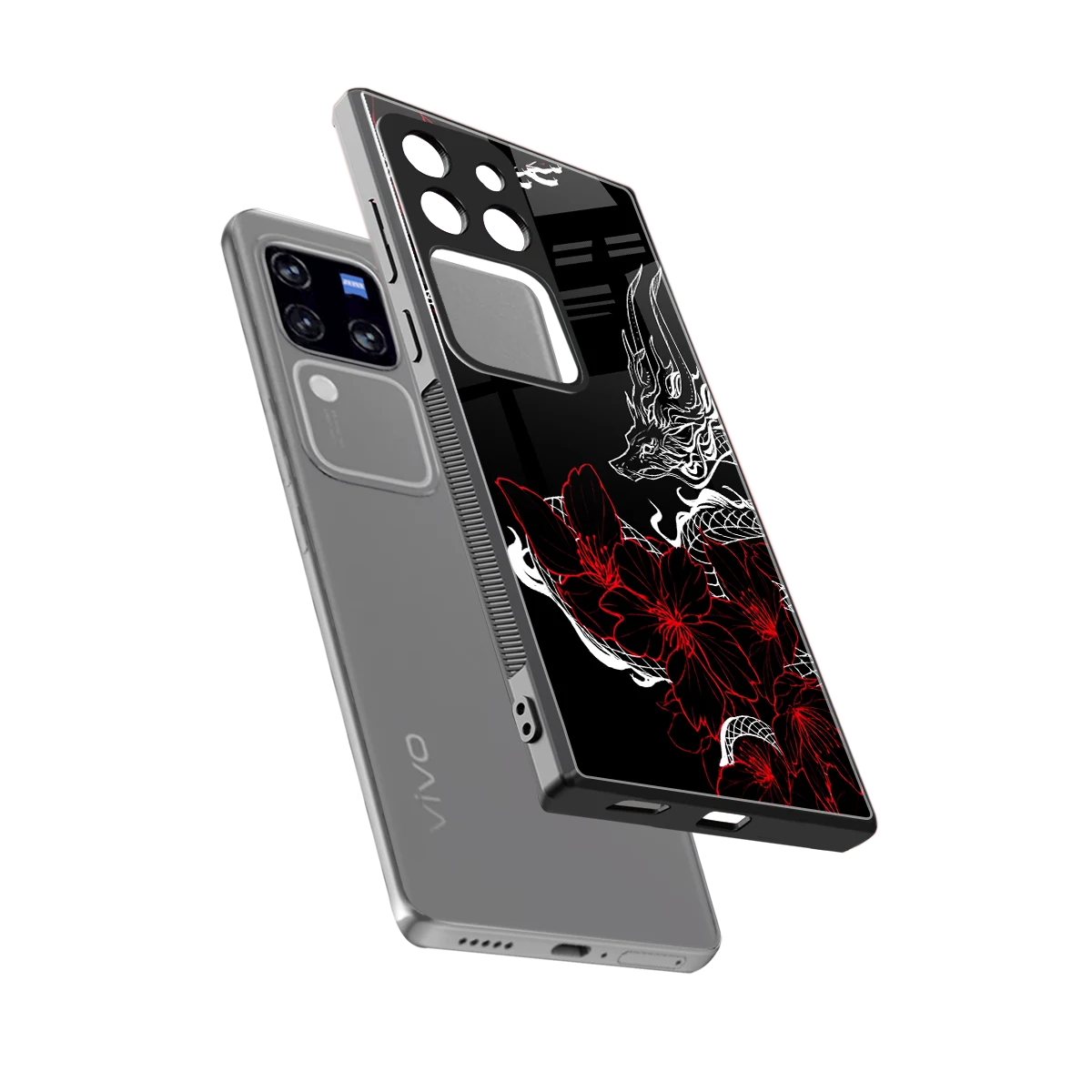 Fiery Petals sleekvivo v30 pro cover with tempered glass back and TPU edges