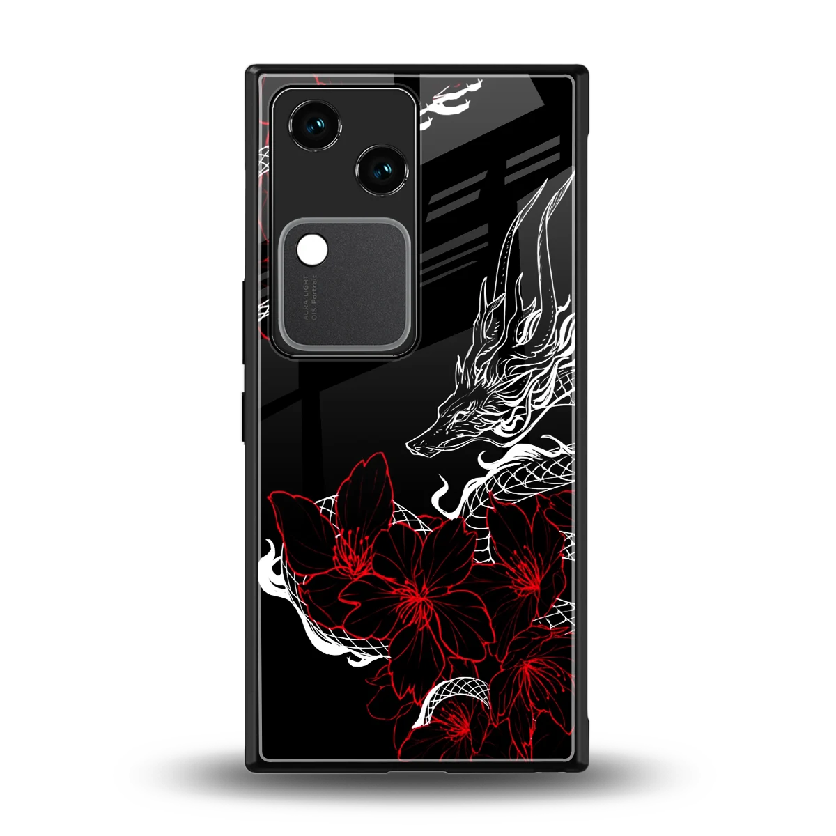 Fiery Petals back phone cover | glass case for vivo v30