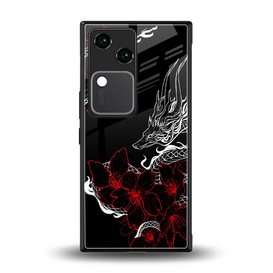 Fiery Petals back phone cover | glass case for vivo v30
