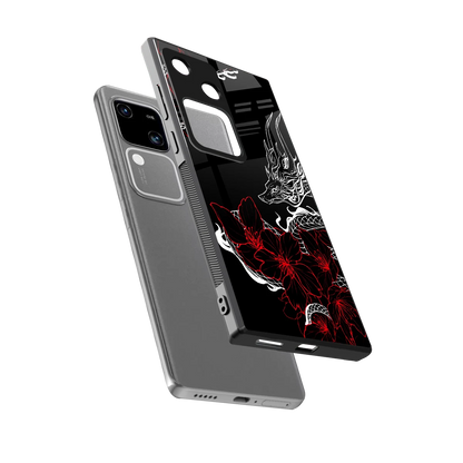 Fiery Petals sleek vivo v30 cover with tempered glass back and TPU edges