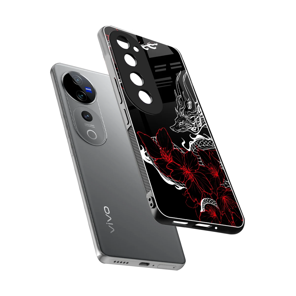 Fiery Petals sleek vivo v40 pro cover with tempered glass back and TPU edges