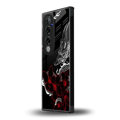 Fiery Petals vivo v40 pro mobile cover | shockproof glass phone case