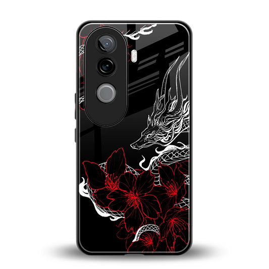 Fiery Petals back phone cover | glass case for vivo v40e