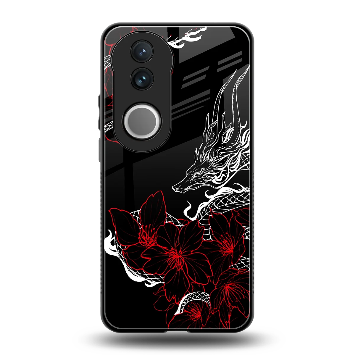 Fiery Petals back phone cover | glass case for vivo v50