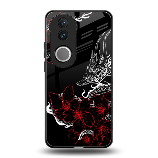 Fiery Petals back phone cover | glass case for vivo v50