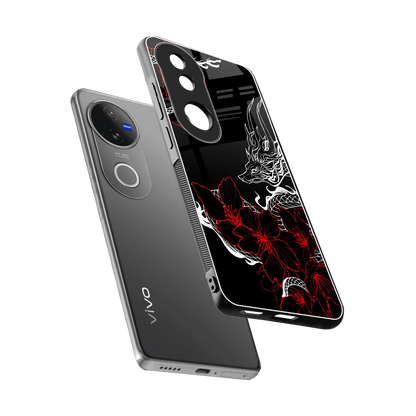 Fiery Petals sleek vivo v50 cover with tempered glass back and TPU edges