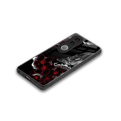 Fiery Petals stylish phone case for vivo v50 | glossy glass and slim fit